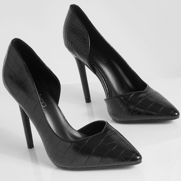 NIB BooHoo Snakeskin Black Wide Fit Cut Out Pump, 7 - Picture 3 of 13